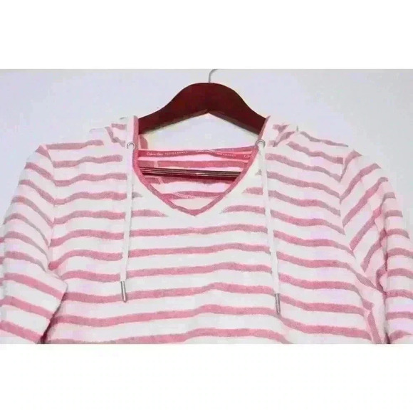Calvin Klein Performance Striped Hoodie Nautical Beach Classy Y2K Women's Size M - Picture 3 of 13